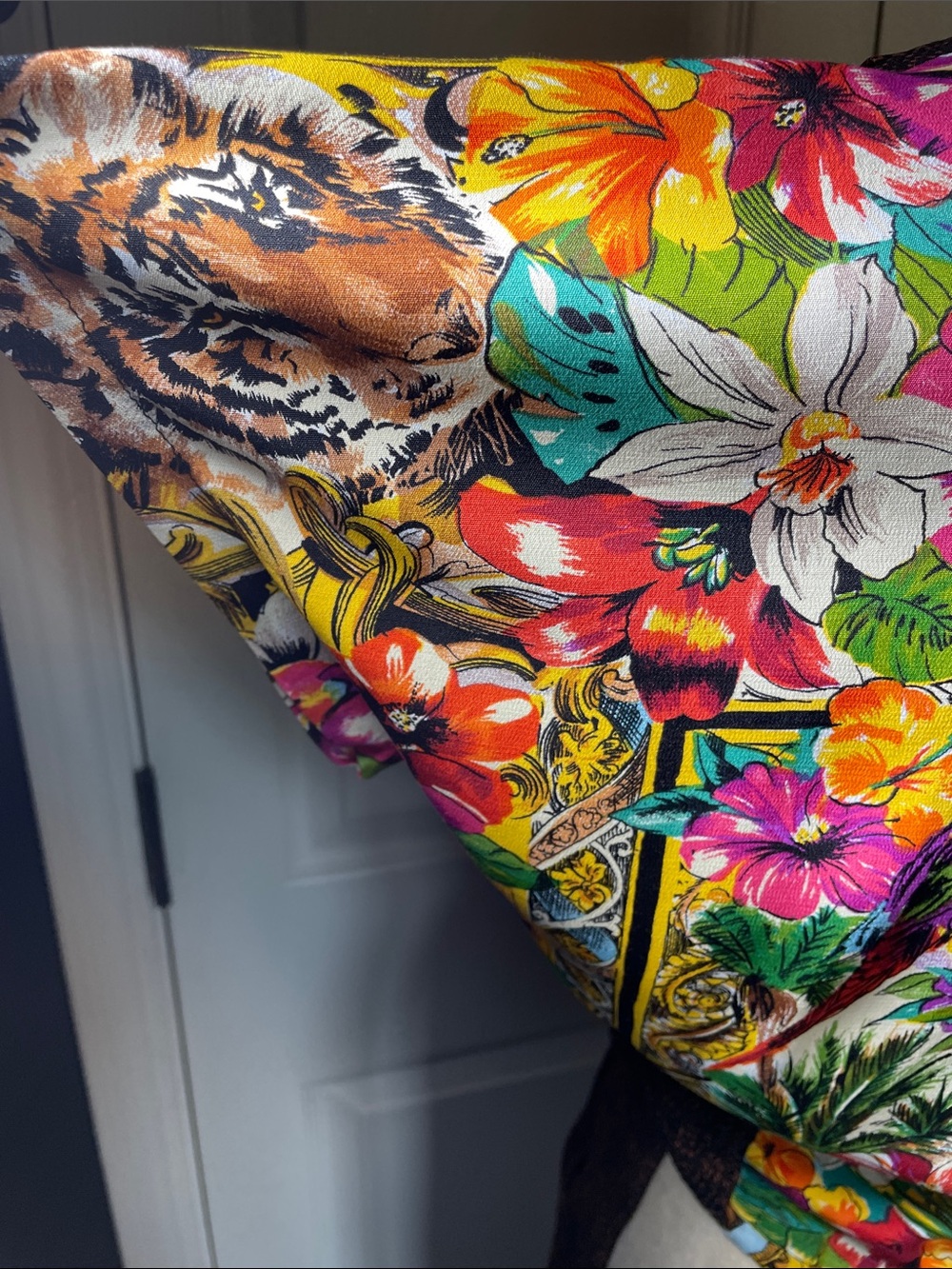 Vintage Carole Little Tropical Floral Wrap Top Pull On Cropped Pants Size Medium - Picture 5 of 15